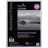 Stewart Superior Brushed Aluminium Frame, A3, Non-Glass, Silver
