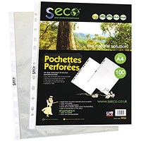 Stewart Superior Seco Eco A4 Punched Pockets, 50 Micron, Top Opening, Pack of 100