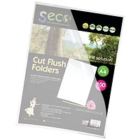 Stewart Superior Seco A4 Eco Cut Flush Folders, Clear, Pack of 100