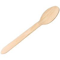 Economy Disposable Birch Wood Teaspoon, 11cm, Pack of 100