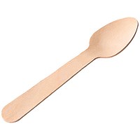 Economy Disposable Birch Wood Spoon, 16cm, Pack of 100