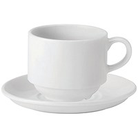 Pure White Stacking Cup x6 and Double Well Saucer x6, Pack of 2 Pure White Stacking Cup x6 and Double Well Saucer x6, Pack of 2