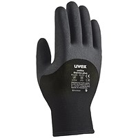 Uvex Unilite Thermo Plus Gloves, Black, 2XL, Pack of 10