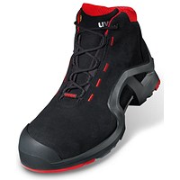Uvex 1 X-Tended Support S3 SRC Lace-Up Boots, Black & Red, 9 Uvex 1 X-Tended Support S3 SRC Lace-Up Boots, Black & Red, 9