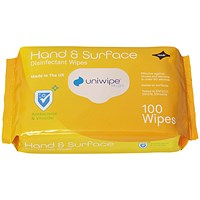 Uniwipe Hand and Surface Wipes, 100 Wipes