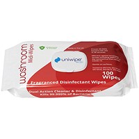 Uniwipe Washroom Disinfectant Midi Wipes (Pack of 100)