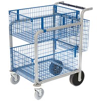 GoSecure Heavy Duty Mail Trolley 2 x Wire Baskets MT3