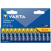 Varta Longlife Power AA 1.5V Alkaline Batteries, Pack of 12 Varta Longlife Power AA 1.5V Alkaline Batteries, Pack of 12