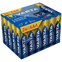 Varta Longlife Power AAA 1.5V Alkaline Batteries, Pack of 24 Varta Longlife Power AAA 1.5V Alkaline Batteries, Pack of 24