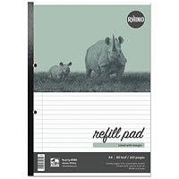 Rhino A4 Refill Pad, 160 Pages, Ruled/Margin, Pack of 10