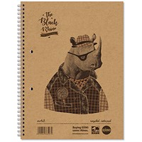 Rhino Wirebound Recycled Paper Notebook, A4+, Ruled with Margin, Pack of 5