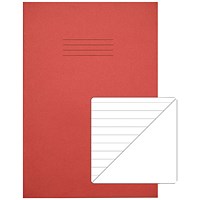 Rhino Exercise Book, 8mm/Plain, 64 Pages, A4, Red, Pack of 50