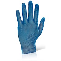 Beeswift Vinyl Examination Gloves, Blue, Large, Pack of 1000