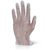 Beeswift Vinyl Examination Gloves, Clear, Large, Pack of 1000