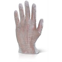 Beeswift Vinyl Examination Gloves, Clear, Medium, Pack of 1000