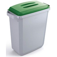 Durable Durabin Waste Bin, 60 Litre, Grey with Green Lid