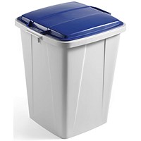 Durable Durabin Square Bin, 90 Litre, Grey with Blue Lid