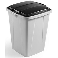 Durable Durabin Square Bin, 90 Litre, Grey with Black Lid