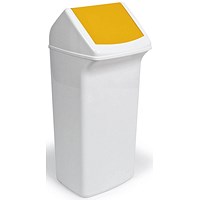 Durable Durabin Fliptop Bin, 40 Litre, White with Yellow Lid