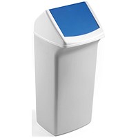 Durable Durabin Fliptop Bin, 40 Litre, White with Blue Lid