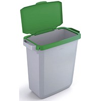 Durable Durabin Waste Bin, 60 Litre, Grey with Green Hinged Lid