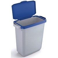 Durable Durabin Waste Bin, 60 Litre, Grey with Blue Hinged Lid