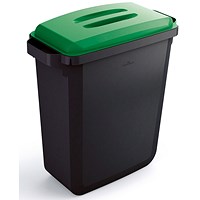 Durable Durabin Eco Waste Bin, 60 Litre, Black with Green Lid
