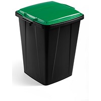 Durable Durabin Square Bin, 90 Litre, Black with Green Lid