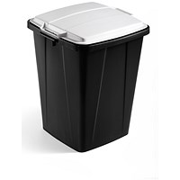 Durable Durabin Square Bin, 90 Litre, Black with Grey Lid