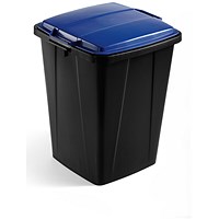 Durable Durabin Square Bin, 90 Litre, Black with Blue Lid