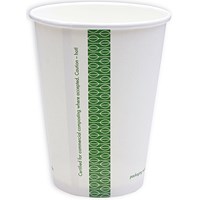 Vegware Single Wall Hot Cup, 341ml, White, Pack of 1000