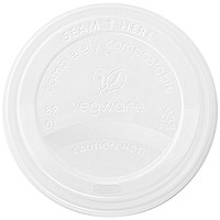 Vegware Hot Cup Lid, 341ml, White, Pack of 1000