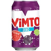 Vimto Fizzy Zero Sugar Fruit Juice, 24 x 330ml Cans