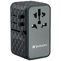 Verbatim UTA-06 GaN III Universal Travel Adapter, 2x USB-C PD 100W + QC4+/2x USB-A QC 3.0, Black