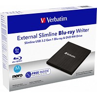 Verbatim Mobile USB 3.0 Blu-ray Writer, Black