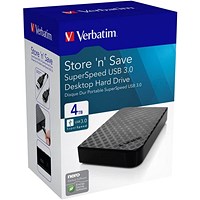 Verbatim Store 'n' Save USB 3.0 Desktop Hard Drive, 4TB Verbatim Store 'n' Save USB 3.0 Desktop Hard Drive, 4TB
