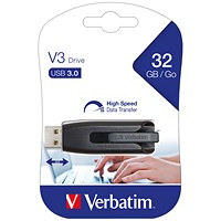Verbatim V3 USB 3.0 Drive, 32GB, Black & Grey