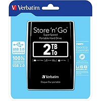 Verbatim Store 'n' Go USB 3.0 Portable Hard Drive, 2TB, Black