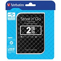 Verbatim Store 'n' Go USB 3.0 Portable Hard Drive, 2TB, Black Chequers