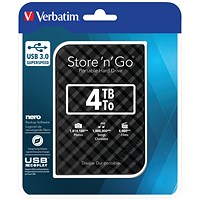 Verbatim Store 'n' Go USB 3.0 Portable Hard Drive, 4TB, Black Chequers
