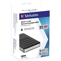 Verbatim Store 'n' Go Encrypted USB 3.0 Portable Hard Drive, 1TB Verbatim Store 'n' Go Encrypted USB 3.0 Portable Hard Drive, 1TB