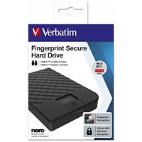 Verbatim Fingerprint Secure USB 3.0 Portable Hard Drive, 2TB