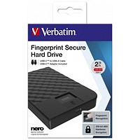 Verbatim Fingerprint Secure USB 3.0 Portable Hard Drive, 2TB Verbatim Fingerprint Secure USB 3.0 Portable Hard Drive, 2TB