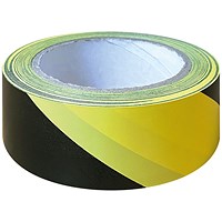 Everyday Hazard Tape, Yellow / Black, 50mm x 33m, Pack of 6