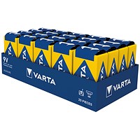 Varta Industrial Pro 9V Alkaline Batteries, Pack of 20