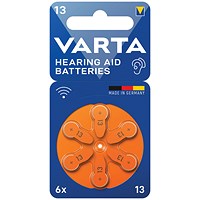 Varta Size 13 Hearing Aid Batteries, Pack of 6