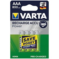 Varta Rechargeable AAA Batteries, Pack of 4