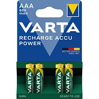 Varta Rechargeable AAA Batteries, Pack of 4 Varta Rechargeable AAA Batteries, Pack of 4
