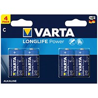 Varta Longlife Power C Alkaline Batteries, Pack of 4