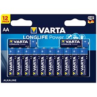 Varta Longlife Power AA Alkaline Batteries, Pack of 12